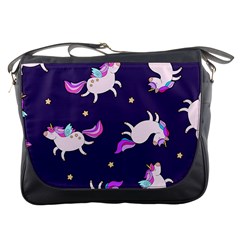 Fantasy Fat Unicorn Horse-pattern Fabric Design Messenger Bag by Wegoenart