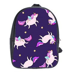 Fantasy Fat Unicorn Horse-pattern Fabric Design School Bag (xl) by Wegoenart