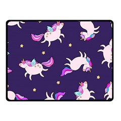 Fantasy Fat Unicorn Horse-pattern Fabric Design Double Sided Fleece Blanket (small)  by Wegoenart