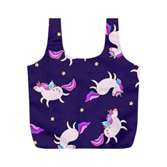 Fantasy Fat Unicorn Horse-pattern Fabric Design Full Print Recycle Bag (m) by Wegoenart