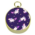 Fantasy Fat Unicorn Horse-pattern Fabric Design Gold Compasses Front