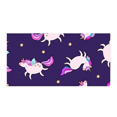 Fantasy Fat Unicorn Horse-pattern Fabric Design Satin Wrap 35  X 70  by Wegoenart