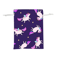 Fantasy Fat Unicorn Horse-pattern Fabric Design Lightweight Drawstring Pouch (l) by Wegoenart