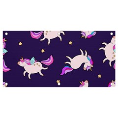 Fantasy Fat Unicorn Horse-pattern Fabric Design Banner And Sign 4  X 2  by Wegoenart