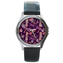 Dragonfly Pattern Design Round Metal Watch by Wegoenart