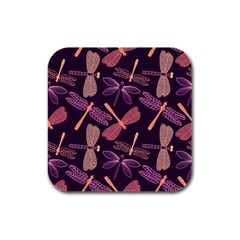 Dragonfly Pattern Design Rubber Square Coaster (4 Pack) by Wegoenart