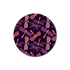 Dragonfly Pattern Design Rubber Round Coaster (4 Pack) by Wegoenart