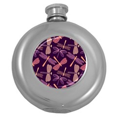 Dragonfly Pattern Design Round Hip Flask (5 Oz) by Wegoenart