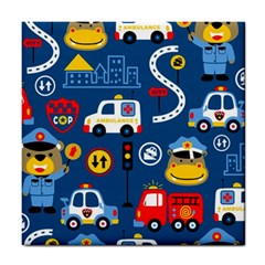 Car Cars Seamless Pattern Vector Rescue Team Cartoon Tile Coaster by Wegoenart