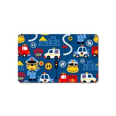 Car Cars Seamless Pattern Vector Rescue Team Cartoon Magnet (name Card) by Wegoenart