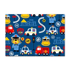 Car Cars Seamless Pattern Vector Rescue Team Cartoon Sticker A4 (10 Pack) by Wegoenart