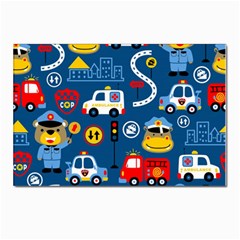 Car Cars Seamless Pattern Vector Rescue Team Cartoon Postcard 4 x 6  (pkg Of 10) by Wegoenart