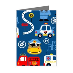 Car Cars Seamless Pattern Vector Rescue Team Cartoon Mini Greeting Card by Wegoenart