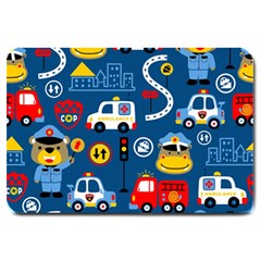 Car Cars Seamless Pattern Vector Rescue Team Cartoon Large Doormat by Wegoenart