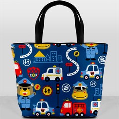 Car Cars Seamless Pattern Vector Rescue Team Cartoon Bucket Bag by Wegoenart