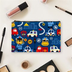 Car Cars Seamless Pattern Vector Rescue Team Cartoon Cosmetic Bag (medium) by Wegoenart