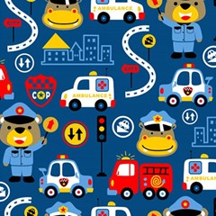 Car Cars Seamless Pattern Vector Rescue Team Cartoon Play Mat (rectangle) by Wegoenart