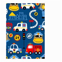 Car Cars Seamless Pattern Vector Rescue Team Cartoon Small Garden Flag (two Sides) by Wegoenart