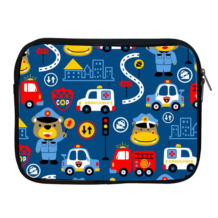 Car Cars Seamless Pattern Vector Rescue Team Cartoon Apple iPad 2/3/4 Zipper Cases