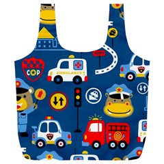 Car Cars Seamless Pattern Vector Rescue Team Cartoon Full Print Recycle Bag (xl) by Wegoenart