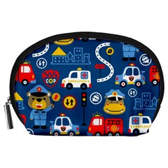 Car Cars Seamless Pattern Vector Rescue Team Cartoon Accessory Pouch (large) by Wegoenart