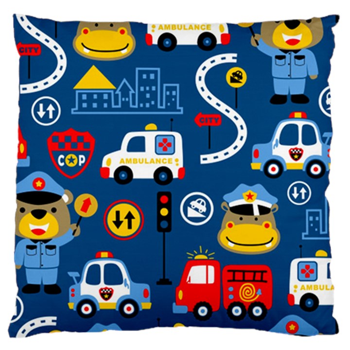 Car Cars Seamless Pattern Vector Rescue Team Cartoon Standard Flano Cushion Case (Two Sides)