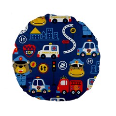 Car Cars Seamless Pattern Vector Rescue Team Cartoon Standard 15  Premium Flano Round Cushions by Wegoenart