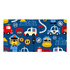 Car Cars Seamless Pattern Vector Rescue Team Cartoon Satin Shawl 45  X 80  by Wegoenart