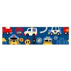 Car Cars Seamless Pattern Vector Rescue Team Cartoon Oblong Satin Scarf (16  X 60 ) by Wegoenart