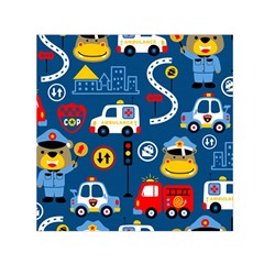 Car Cars Seamless Pattern Vector Rescue Team Cartoon Square Satin Scarf (30  X 30 ) by Wegoenart