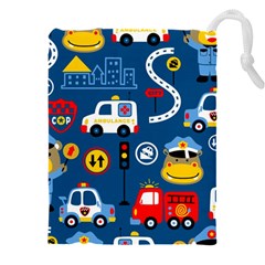 Car Cars Seamless Pattern Vector Rescue Team Cartoon Drawstring Pouch (5xl) by Wegoenart