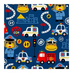 Car Cars Seamless Pattern Vector Rescue Team Cartoon Banner And Sign 3  X 3  by Wegoenart