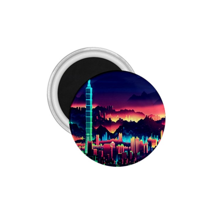 Cityscape Building Painting 3d City Illustration 1.75  Magnets