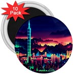 Cityscape Building Painting 3d City Illustration 3  Magnets (10 pack)  Front