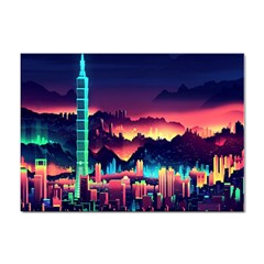 Cityscape Building Painting 3d City Illustration Sticker A4 (10 Pack)