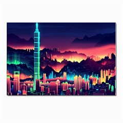 Cityscape Building Painting 3d City Illustration Postcards 5  X 7  (pkg Of 10) by danenraven