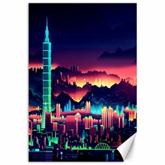 Cityscape Building Painting 3d City Illustration Canvas 12  X 18  by danenraven