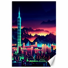 Cityscape Building Painting 3d City Illustration Canvas 24  X 36  by danenraven