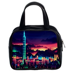 Cityscape Building Painting 3d City Illustration Classic Handbag (two Sides) by danenraven