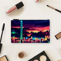 Cityscape Building Painting 3d City Illustration Cosmetic Bag (small) by danenraven