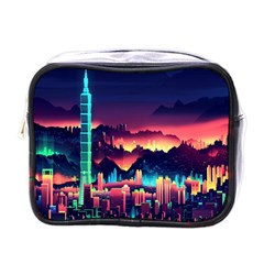 Cityscape Building Painting 3d City Illustration Mini Toiletries Bag (one Side) by danenraven