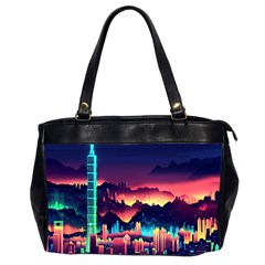 Cityscape Building Painting 3d City Illustration Oversize Office Handbag (2 Sides) by danenraven