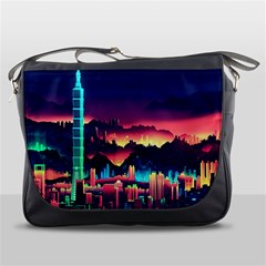 Cityscape Building Painting 3d City Illustration Messenger Bag by danenraven