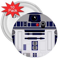 Robot R2d2 R2 D2 Pattern 3  Buttons (10 pack) 