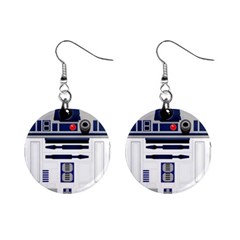 Robot R2d2 R2 D2 Pattern Mini Button Earrings