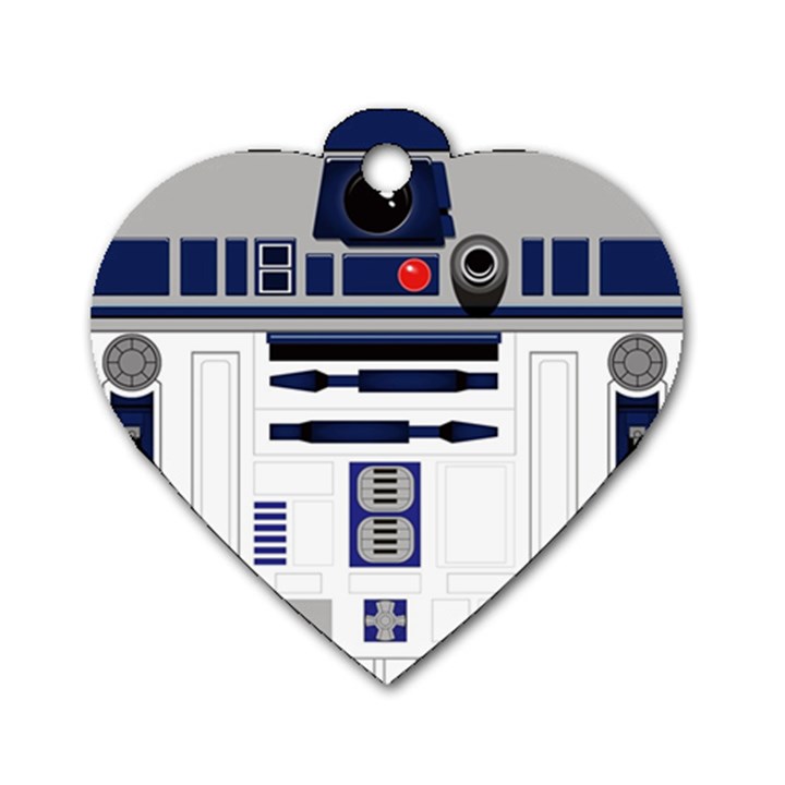 Robot R2d2 R2 D2 Pattern Dog Tag Heart (Two Sides)