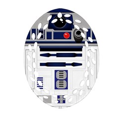 Robot R2d2 R2 D2 Pattern Oval Filigree Ornament (Two Sides)