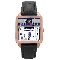 Robot R2d2 R2 D2 Pattern Rose Gold Leather Watch 