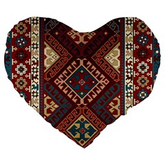 Armenian Carpet Large 19  Premium Flano Heart Shape Cushions