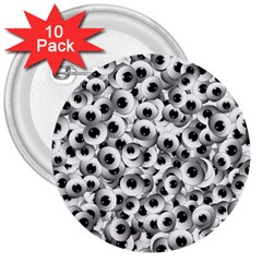 Eyes Drawing Motif Random Pattern 3  Buttons (10 Pack)  by dflcprintsclothing